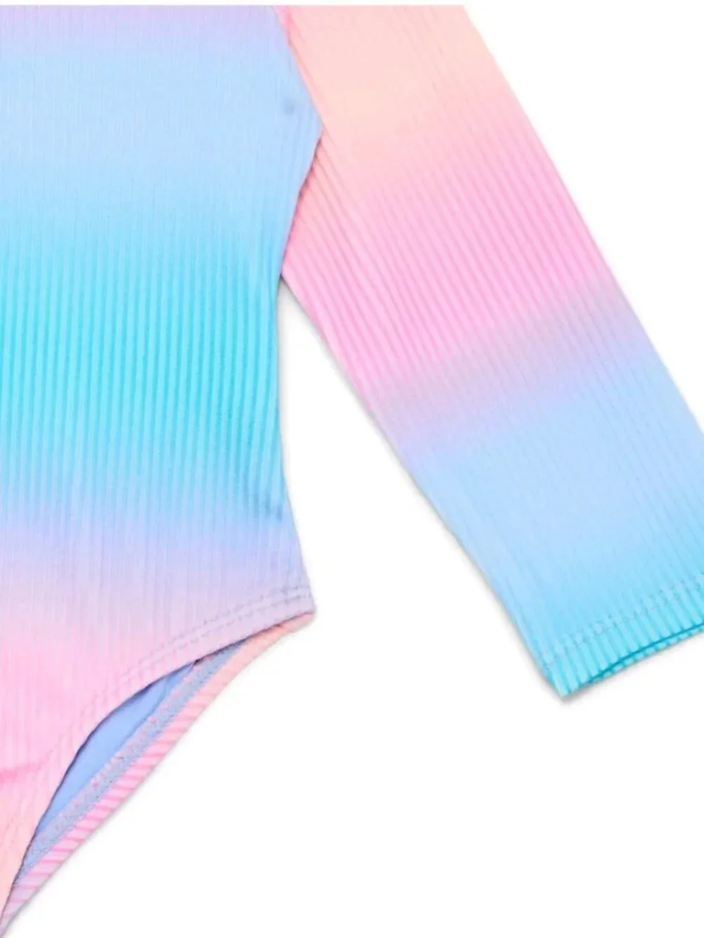 LONG SLEEVE ZIP RASHGUARD ONE PIECE RAINBOW SWIMSUIT